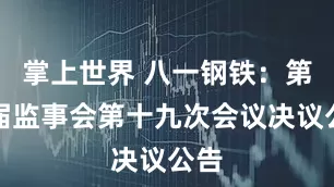 掌上世界 八一钢铁：第八届监事会第十九次会议决议公告