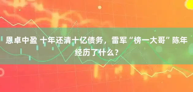 恩卓中盈 十年还清十亿债务，雷军“榜一大哥”陈年经历了什么？